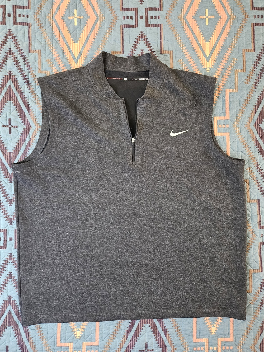 Nike Men's Gray Sleeveless Quarter-Zip Tiger Woods Colection Golf Vest